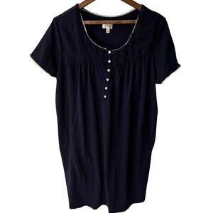 Aria Sleep Gown XL Navy Blue Soft House Dress Knee Length Lounge Wear w/ Pockets